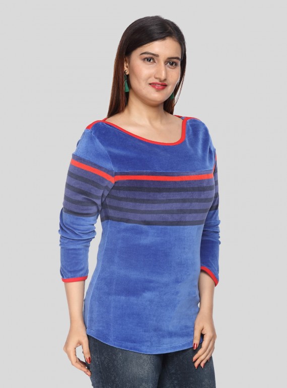Deep Blue Velour Top