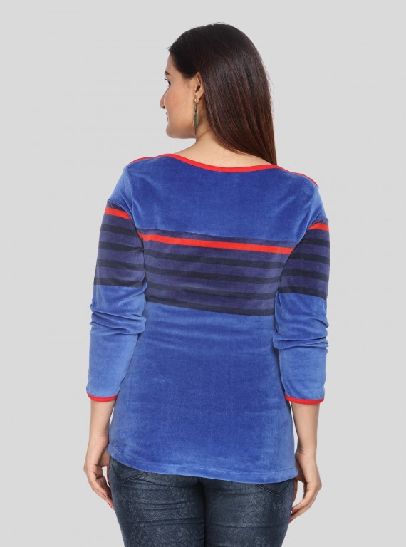 Deep Blue Velour Top