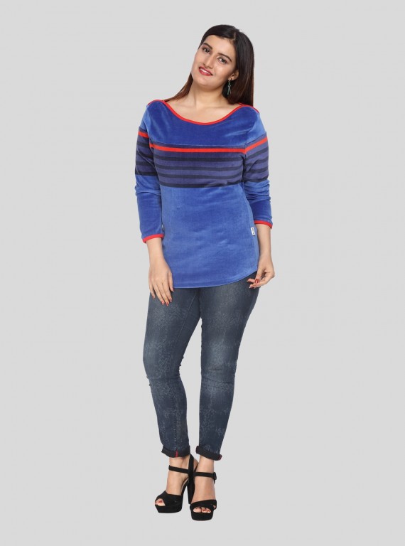 Deep Blue Velour Top