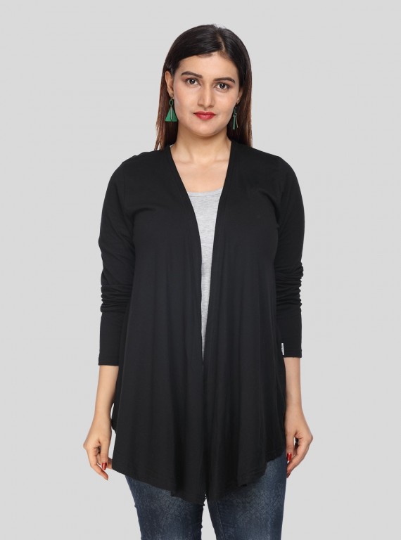 Women's Black Cotton Feather Touch Shrug – Soft, Stylish & Versatile Layer