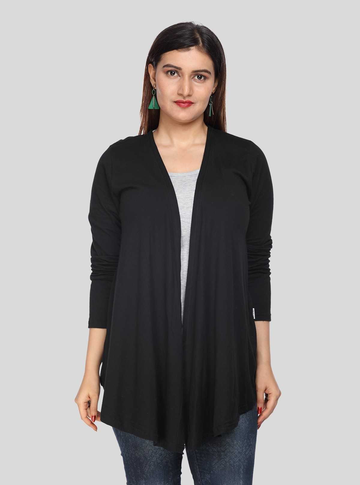 Women's Black Cotton Feather Touch Shrug – Soft, Stylish & Versatile Layer