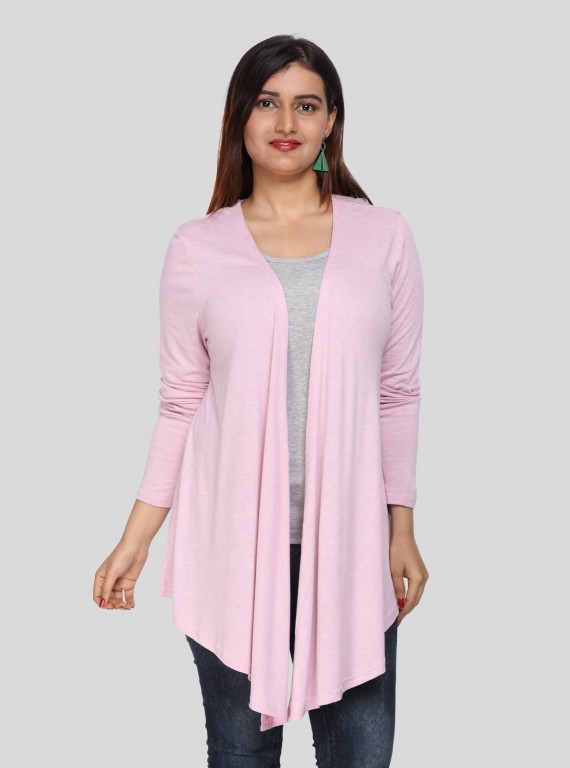 Women's Solid Lavender Shrug in 100% Cotton Mélange – Soft & Stylish Layer