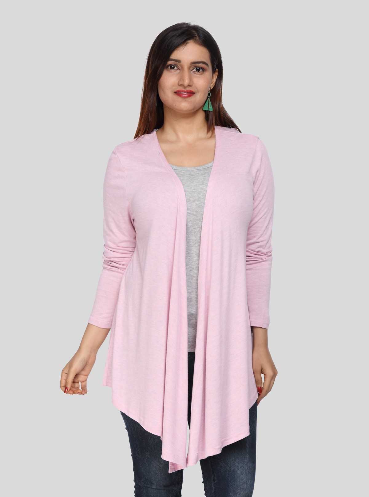 Women's Solid Lavender Shrug in 100% Cotton Mélange – Soft & Stylish Layer