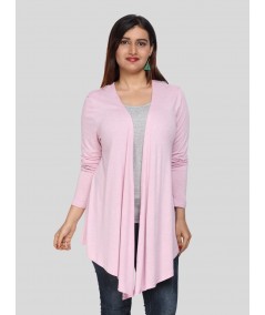Women's Solid Lavender Shrug in 100% Cotton Mélange – Soft & Stylish Layer