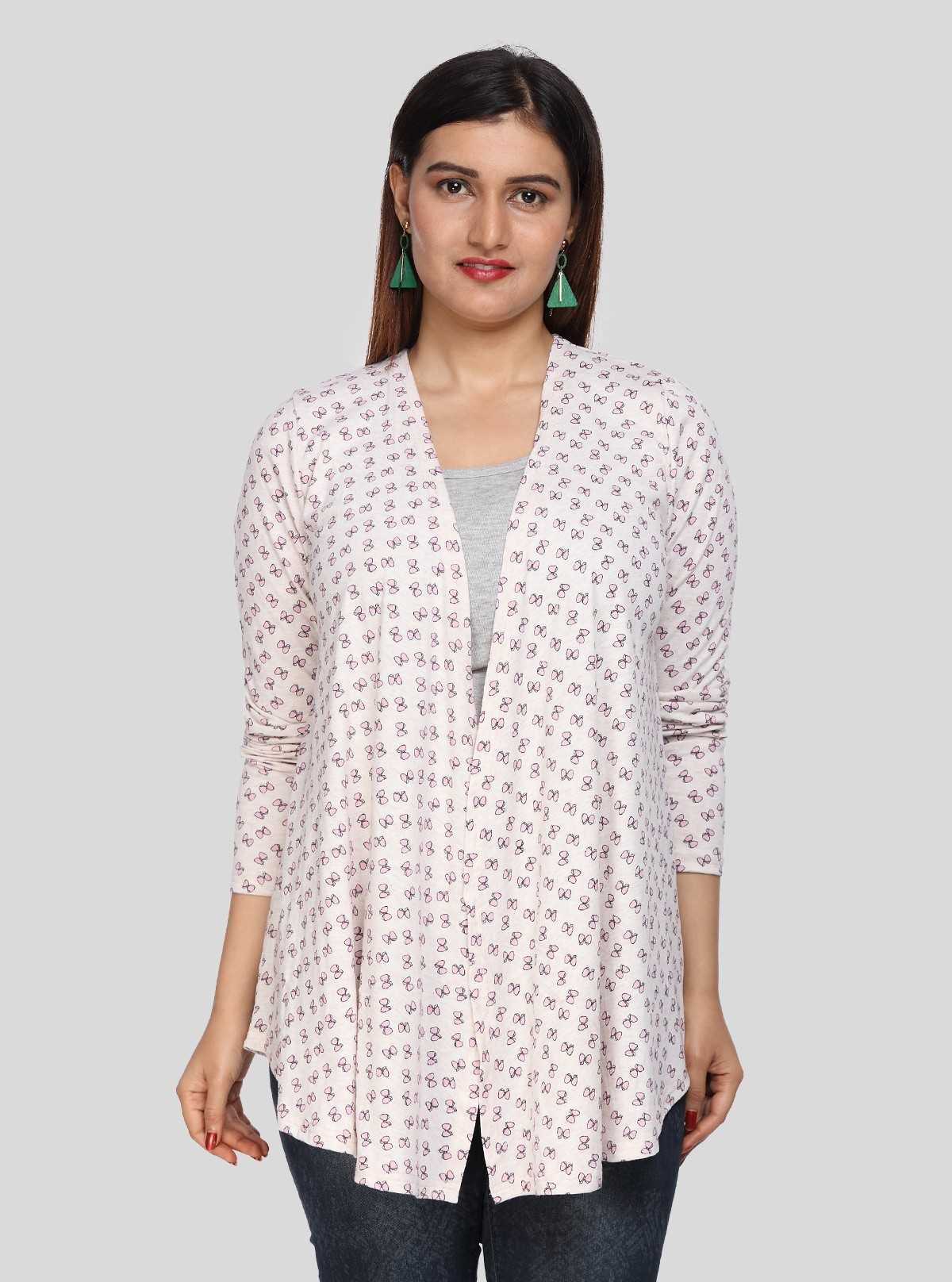 Women's Light Pink Knotty Print Cotton Shrug – Stylish Layer by Boer & Fitch