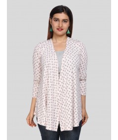 Women's Light Pink Knotty Print Cotton Shrug – Stylish Layer by Boer & Fitch
