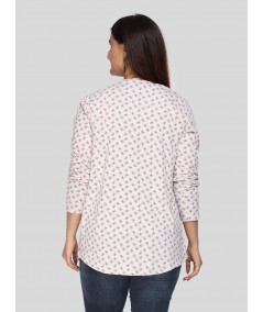 Ecru Melange Printed Shrug