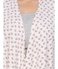 Ecru Melange Printed Shrug