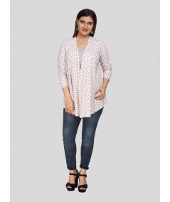 Ecru Melange Printed Shrug