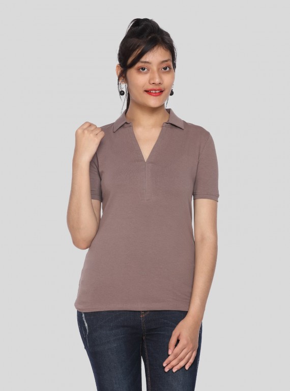 Polo Collar TShirt - Brown