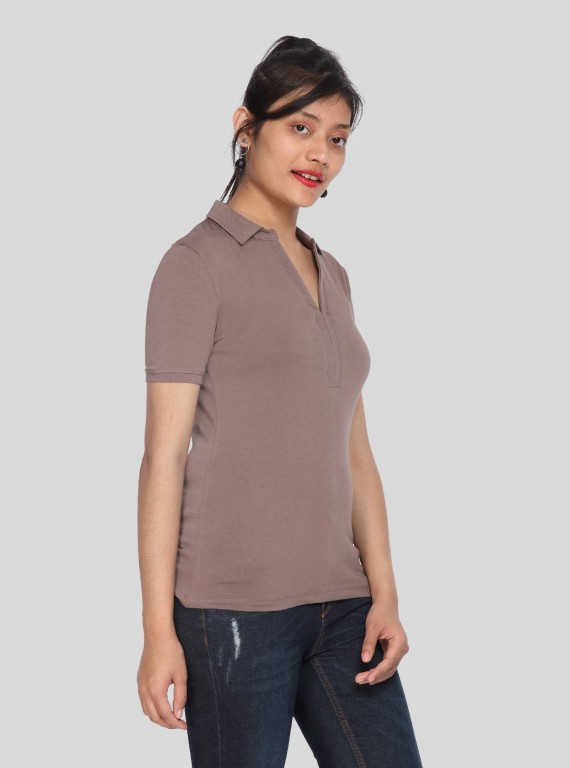 Polo Collar TShirt - Brown