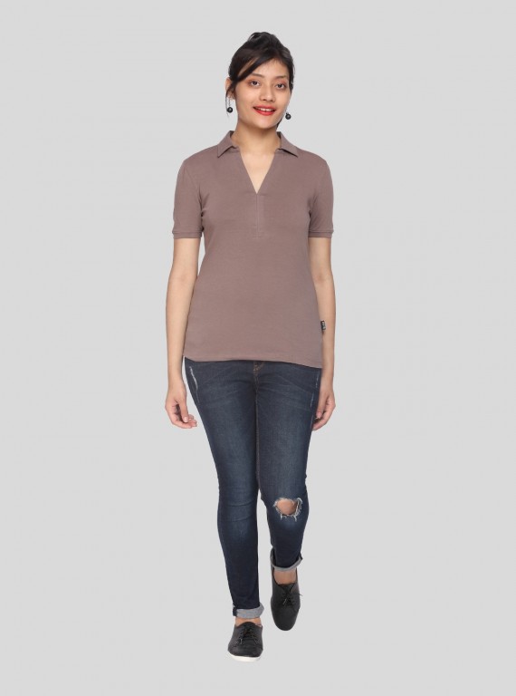 Polo Collar TShirt - Brown