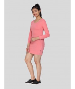 Long Sleeve Pink Womens Dress