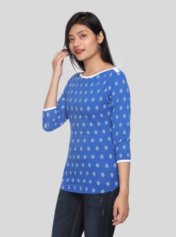 Blue Graphic Print Sweat