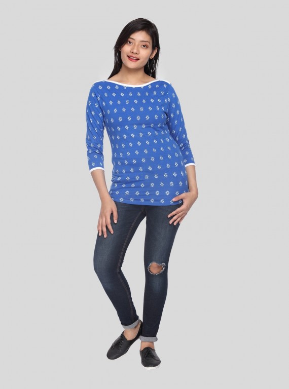 Blue Graphic Print Sweat