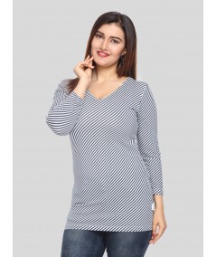 Women’s Cross Striped Printed Long Sleeve Cotton Jersey Top | Boer & Fitch