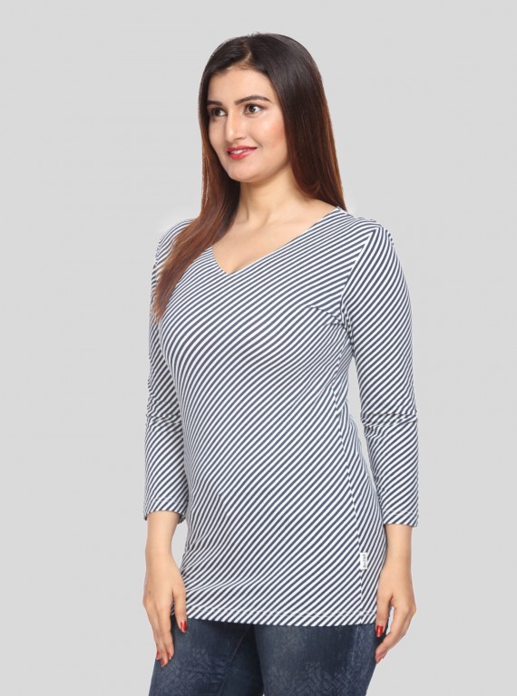 Cross Stripped Long Sleeve Top