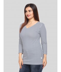 Cross Stripped Long Sleeve Top