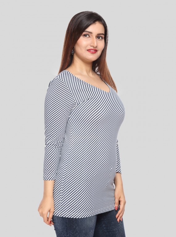 Cross Stripped Long Sleeve Top