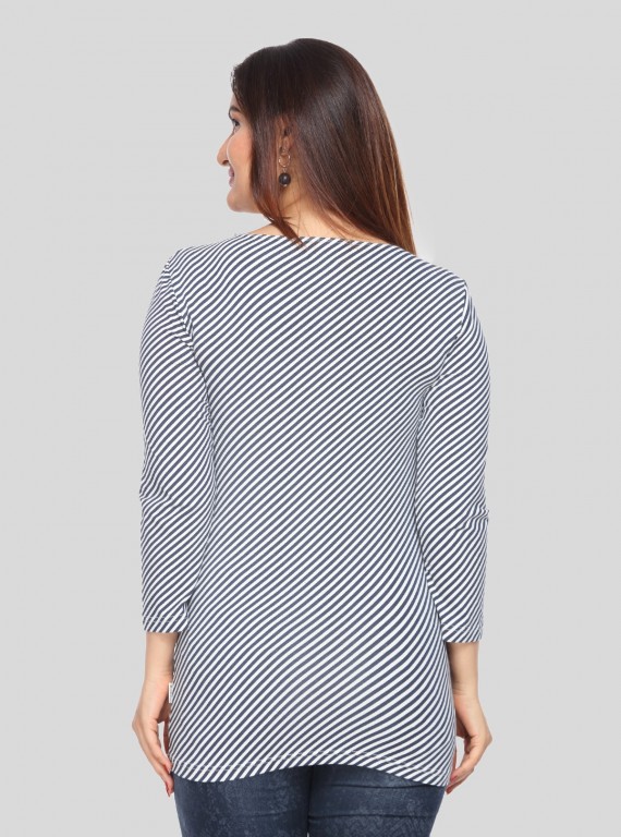 Cross Stripped Long Sleeve Top