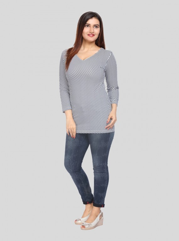 Cross Stripped Long Sleeve Top