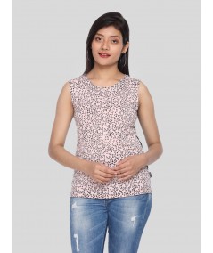 Women’s Pink Printed Sleeveless Cotton Jersey Top – Boer and Fitch