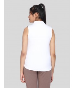 White Flat Knit High Neck Top