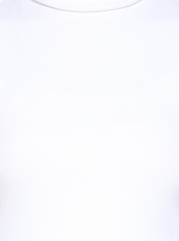 White Flat Knit High Neck Top