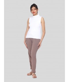 White Flat Knit High Neck Top