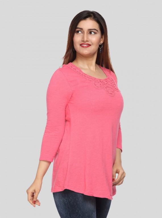 Fuschia Neck Lace Top