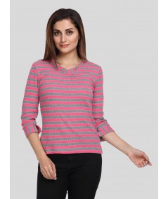 Fuscia Rolled Neck top
