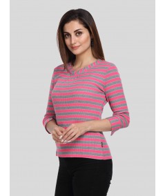 Fuscia Rolled Neck top