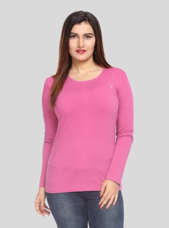 Women's Lilac Solid Long Sleeve Cotton Jersey Top | Boer & Fitch