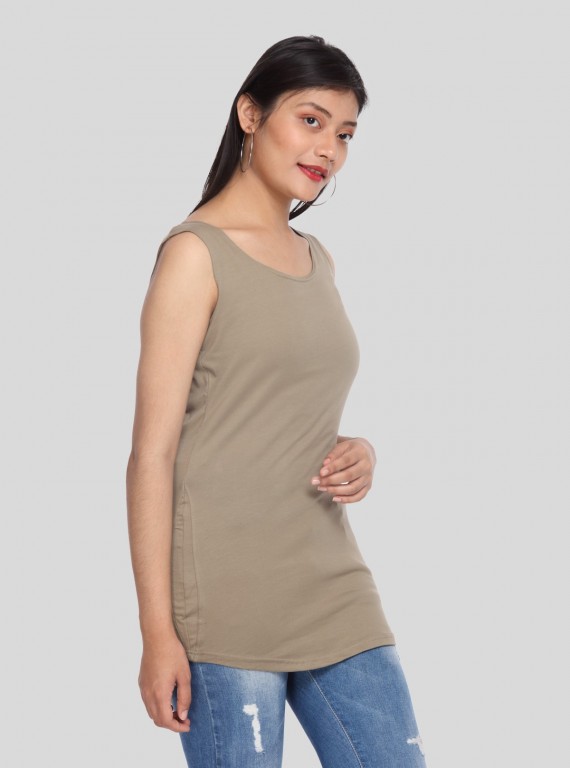 Brown Sleeveless Stretch Top