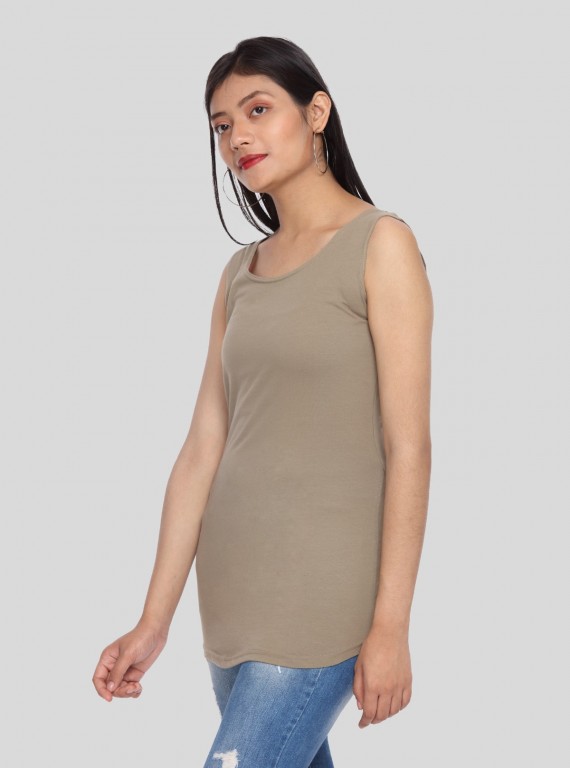 Brown Sleeveless Stretch Top