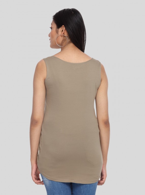 Brown Sleeveless Stretch Top