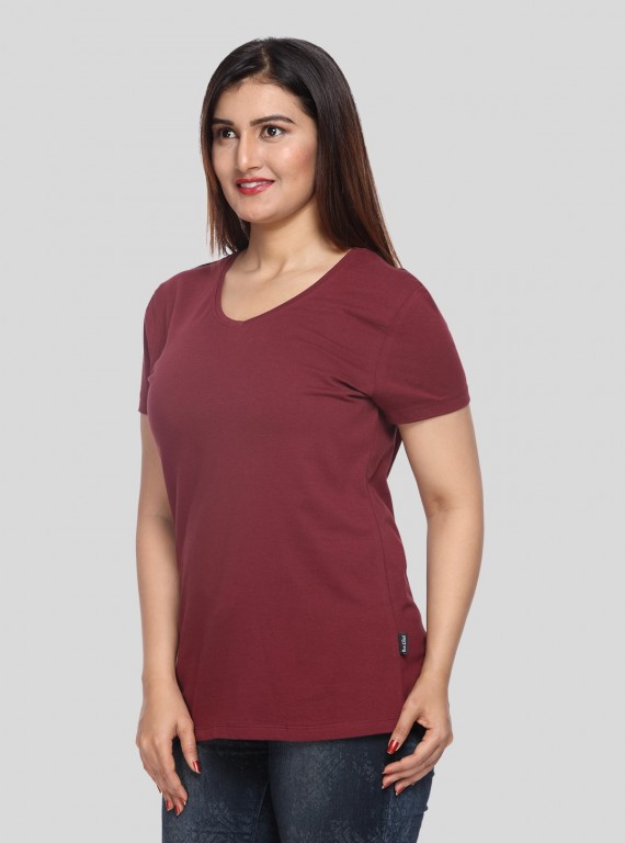 Burgundy V Neck TShirt