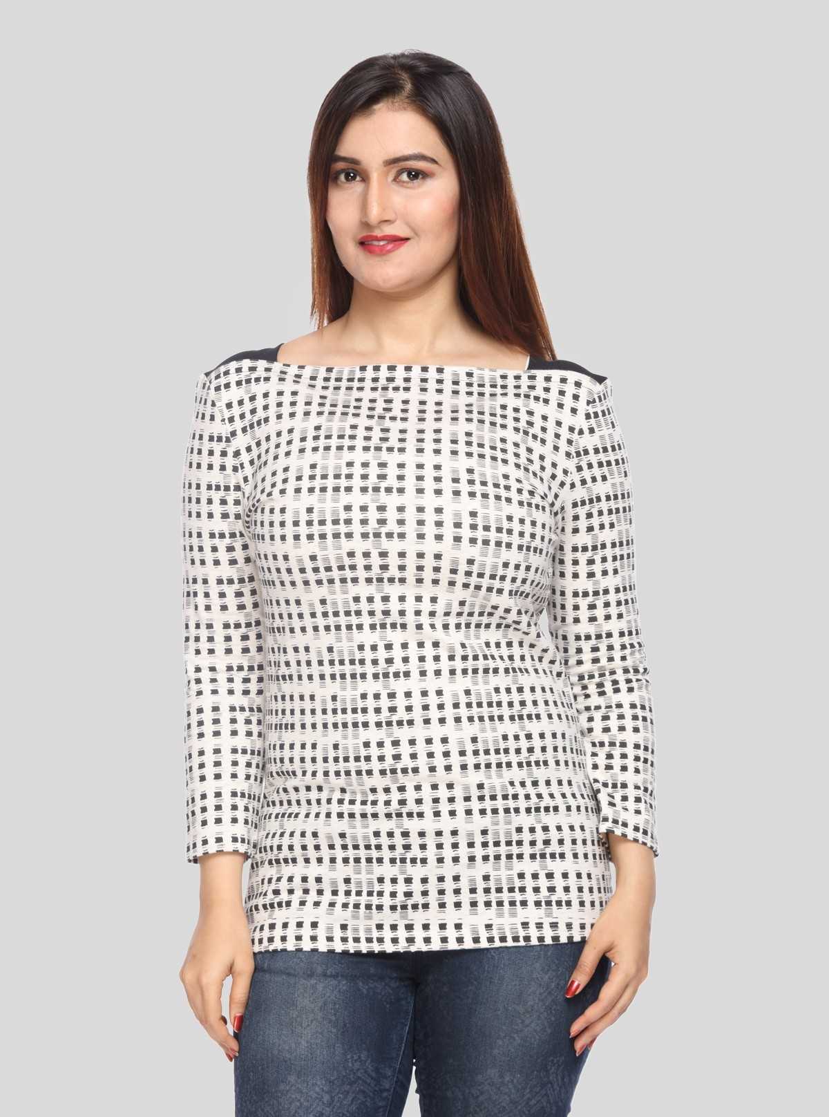 Ecru Melange Printed top