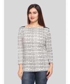 Women’s White Melange Symmetrical Square Dotted Top – Boer and Fitch