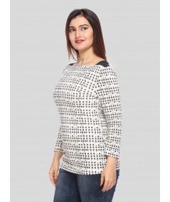 Ecru Melange Printed top