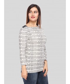 Ecru Melange Printed top