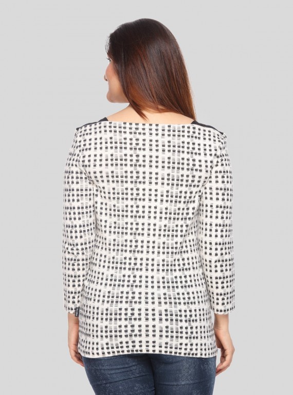 Ecru Melange Printed top
