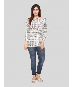 Ecru Melange Printed top