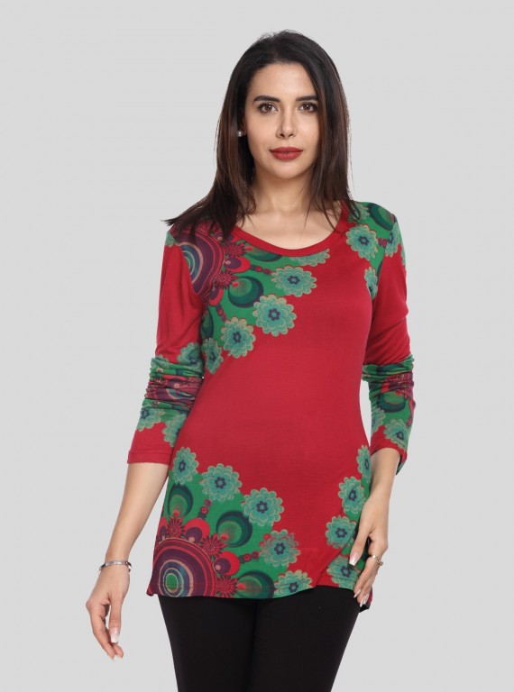Women's Classic Floral Print Top – Elegant Everyday Cotton Style