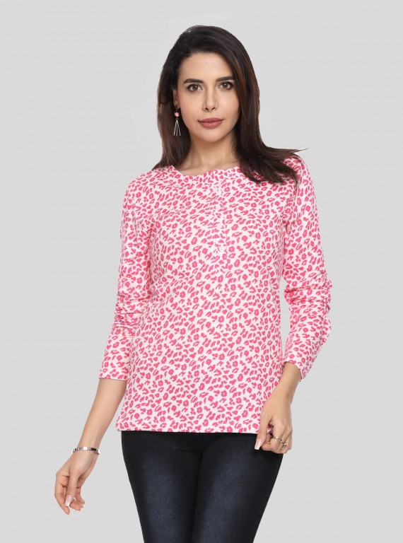 Women's Red Printed Full Sleeve Top – Bold Style with All-Day Comfort