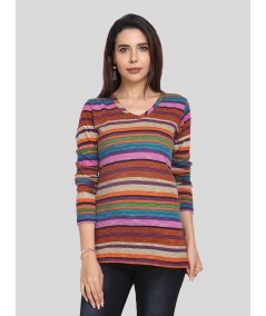 Women's Multi-Colour V-Neck Top – Vibrant & Stylish Everyday Wear by Boer & Fitch