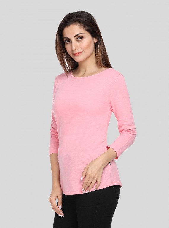 Pink Slub Jersey Top
