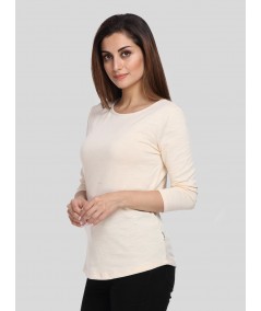 Ecru Solid Womens Top