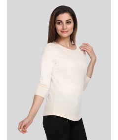 Ecru Solid Womens Top