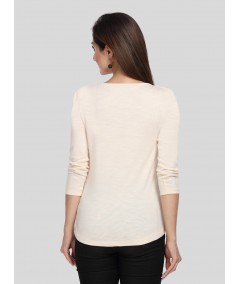 Ecru Solid Womens Top